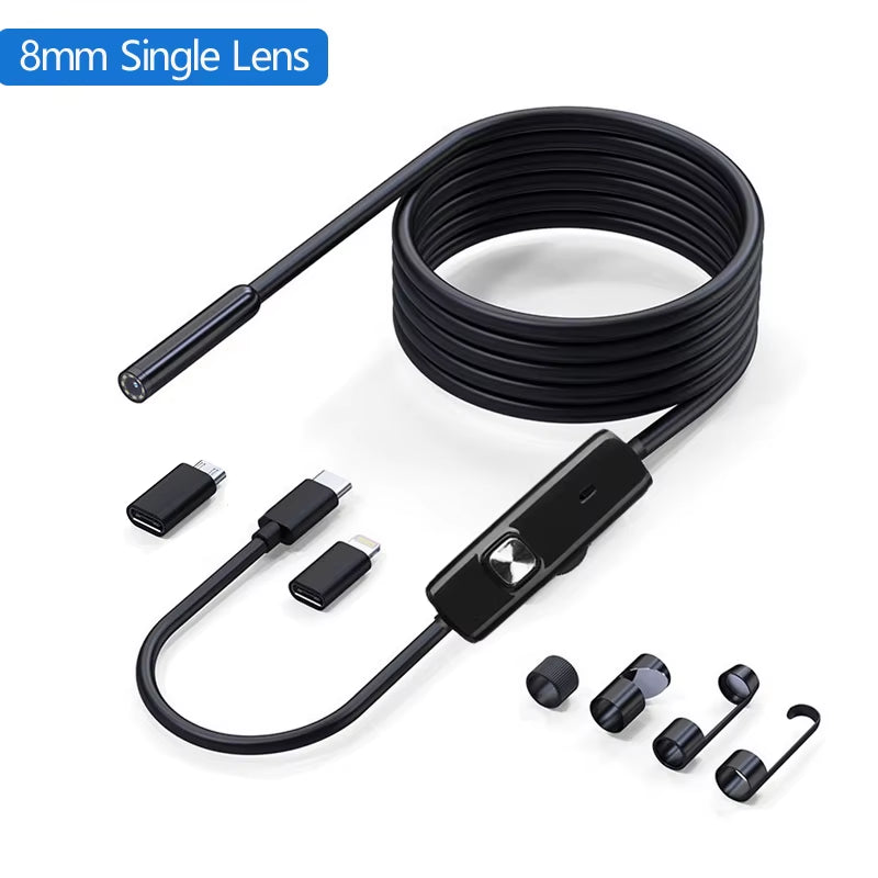 HD1920P Endoscope Inspection Camera Type-C Mini Inspection Camera IP67 Car Sewer Pipeline Borescope for Android IOS Iphone