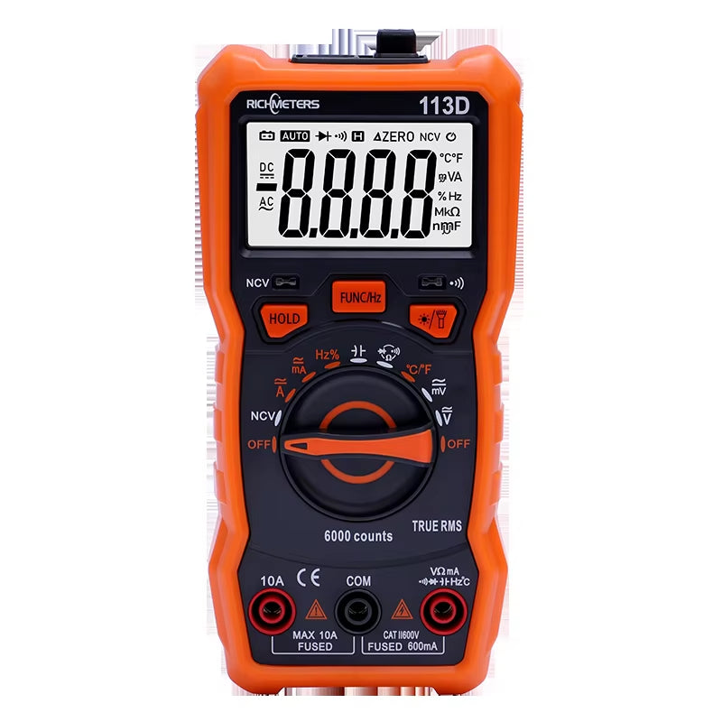 RM113D NCV Digital Multimeter 6000 Counts Auto Ranging AC/DC Voltage Meter Flash Back Light Large Screen 113A/D
