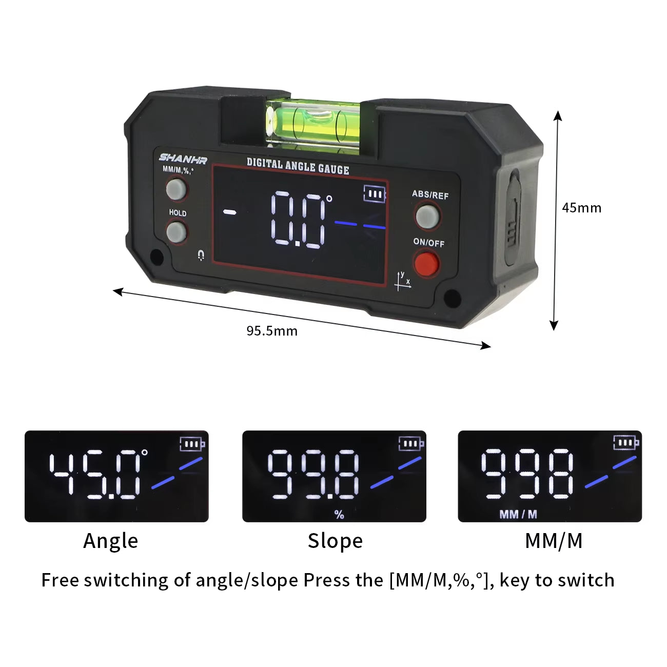 Digital Angle Finder with Level Bubble Dual Axis Rechargable Digital Angle Gauge Magnetic Digital Level Box Protractor