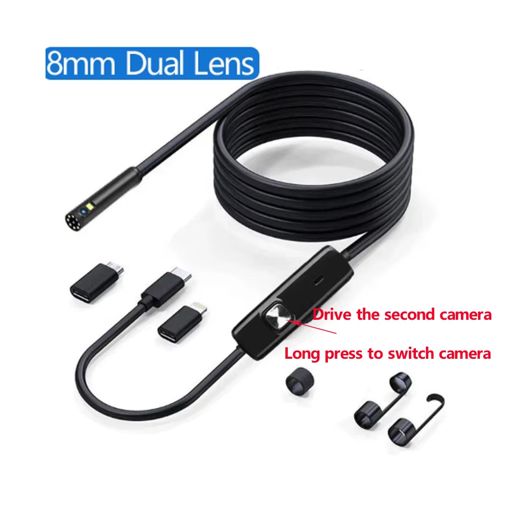 HD1920P Endoscope Inspection Camera Type-C Mini Inspection Camera IP67 Car Sewer Pipeline Borescope for Android IOS Iphone