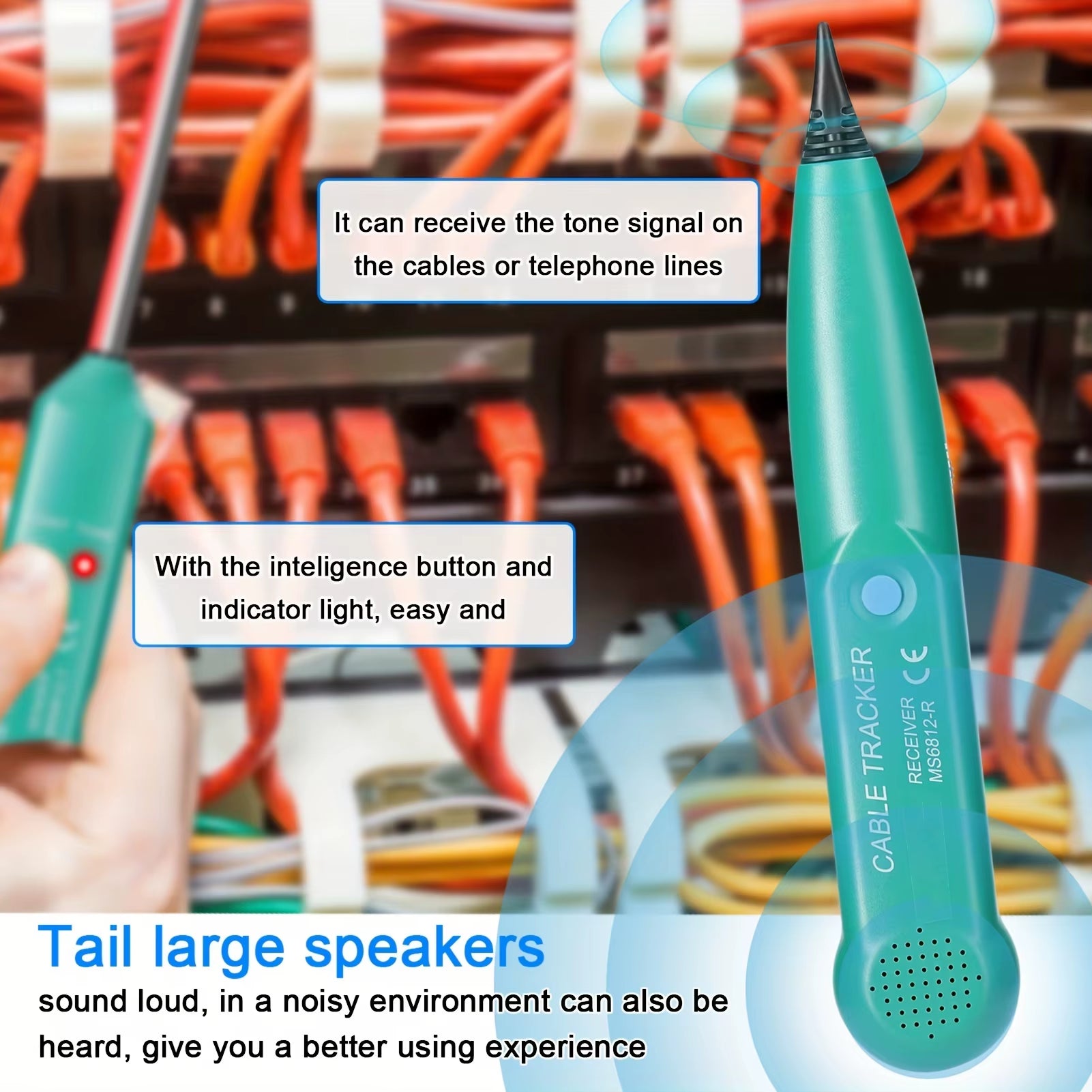 MS6812 LAN Network Cable Tester Wire Tracker Line Finder RJ11 RJ45 Ethernet Tracker Receive Frequency Ranges UTP STP Tool