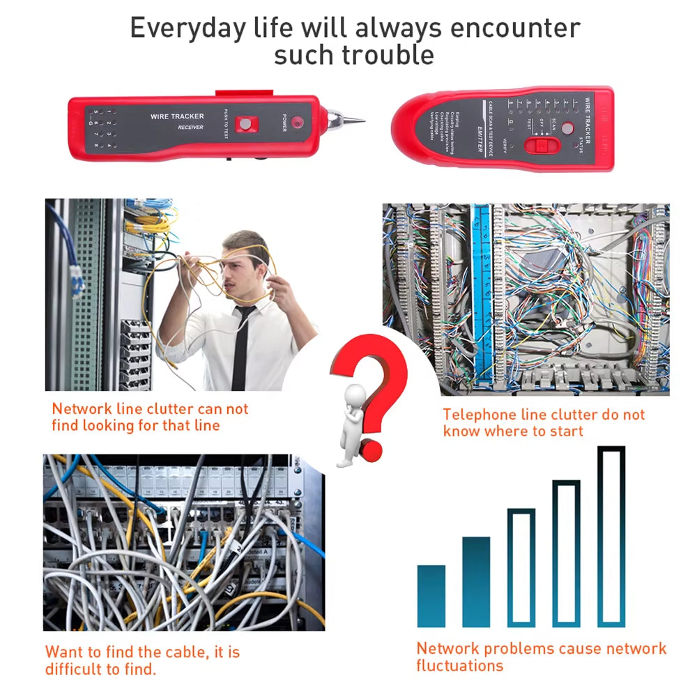 Ethernet LAN Network Cable Tester RJ11 RJ45 Cat5 Cat6 Telephone Wire Tracker Tracer Toner Detector Line Finder