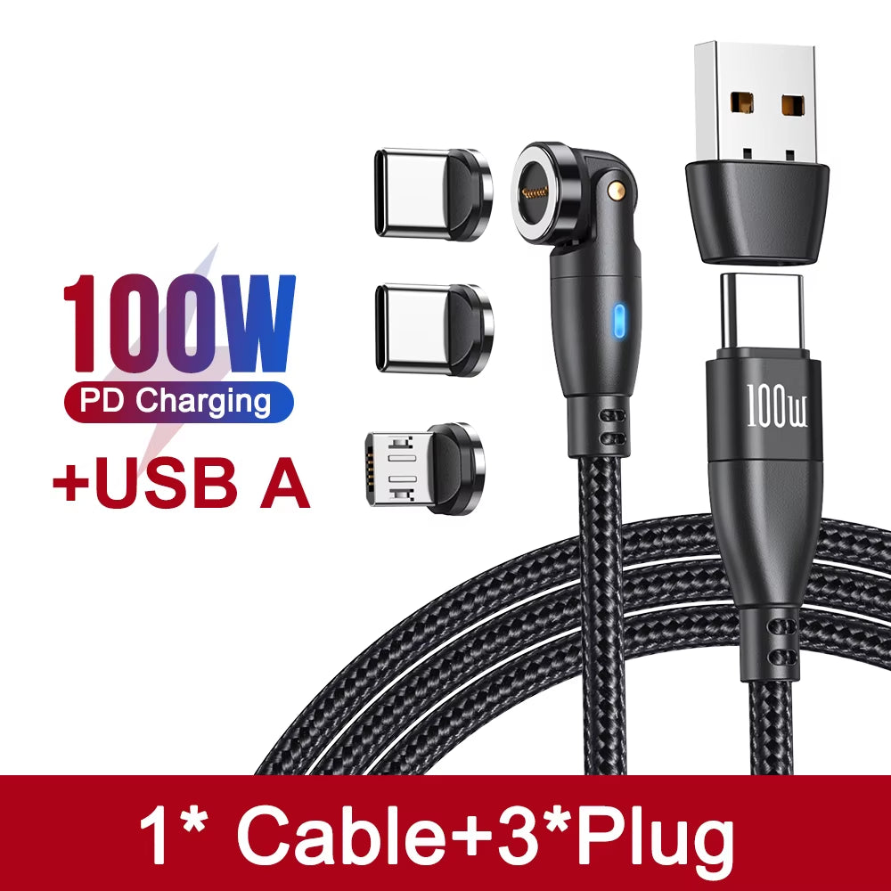 100W Magnetic USB Type C Cable 5A Fast Charging Micro Type C Cable for Macbook Samsung for Iphone Magnet Charger Wire Cord