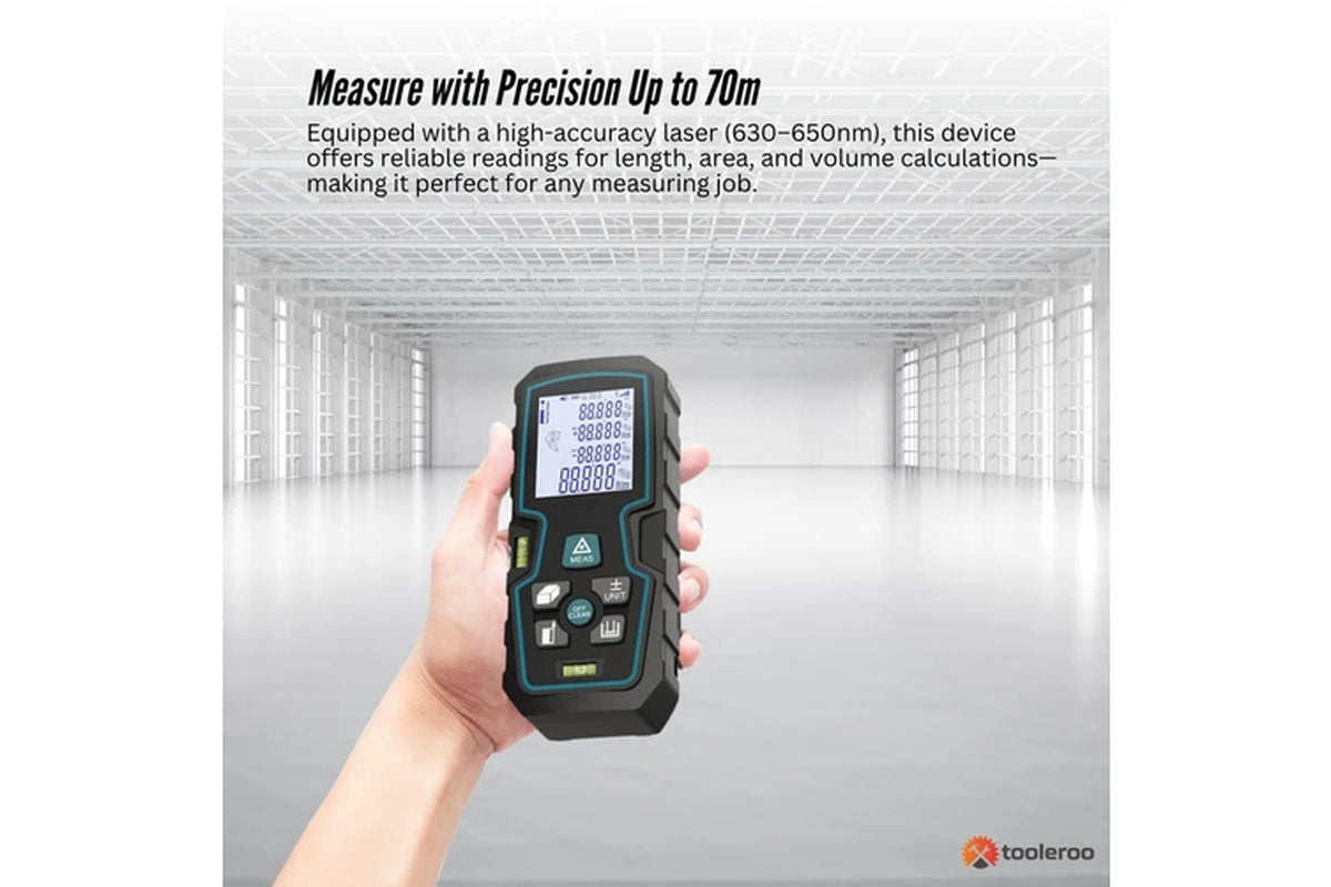 Tooleroo 70M Digital Laser Distance Measurer - LCD Area Volume Meter Tool