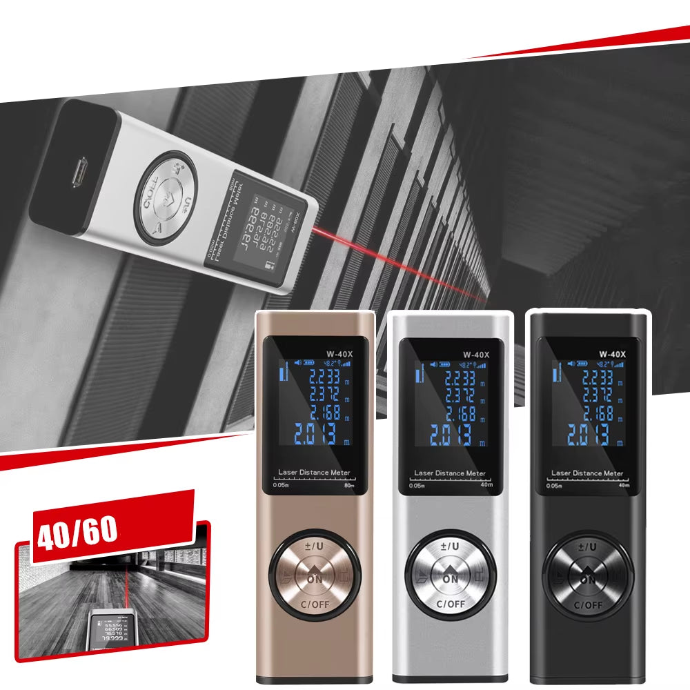 Mini Laser Rangefinder Laser Tape Measure Digital Laser Distance Meter Angle Measure Range Finder Portable Construction Tool