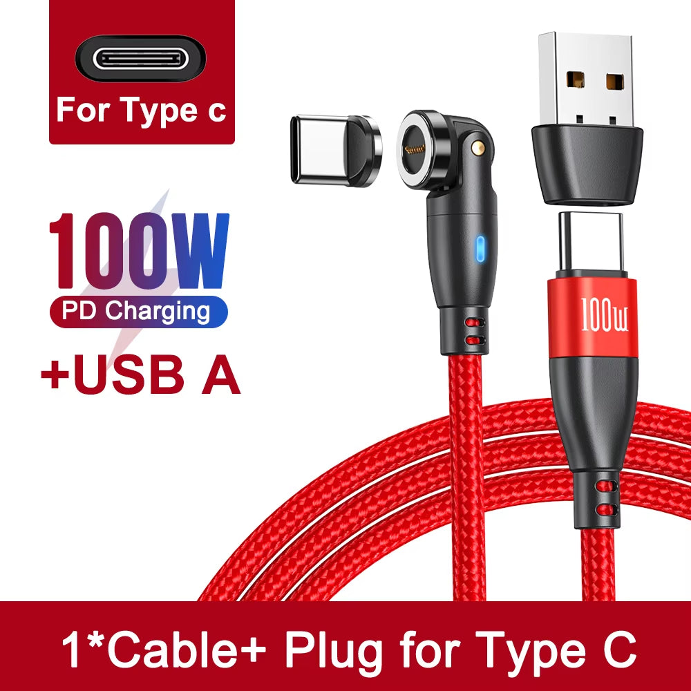 100W Magnetic USB Type C Cable 5A Fast Charging Micro Type C Cable for Macbook Samsung for Iphone Magnet Charger Wire Cord