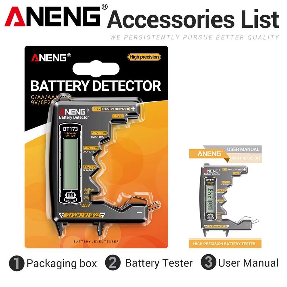 SZ305 Digital Multimeter NCV Voltage Induction Detector +BT173 Digital Display Battery Tester Professional Electrician Too