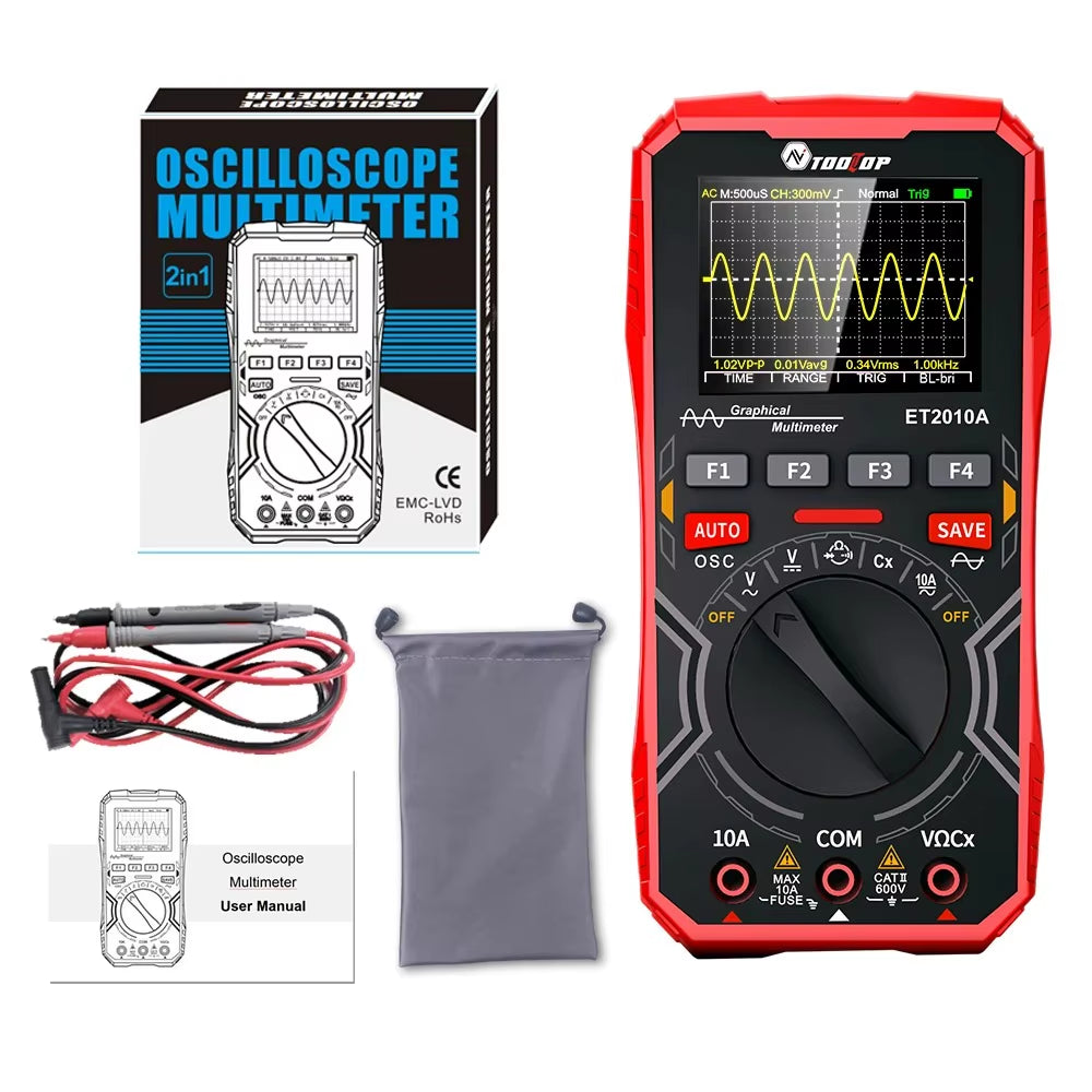 ET2010A 2 in 1 Digital Oscilloscope Multimeter 2.5Msps 1Mhz Portable Multimeter Multifunctional Electrical Test Tool