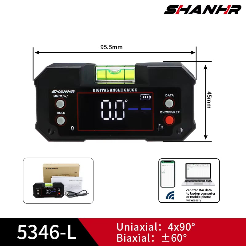 Digital Angle Finder with Level Bubble Dual Axis Rechargable Digital Angle Gauge Magnetic Digital Level Box Protractor