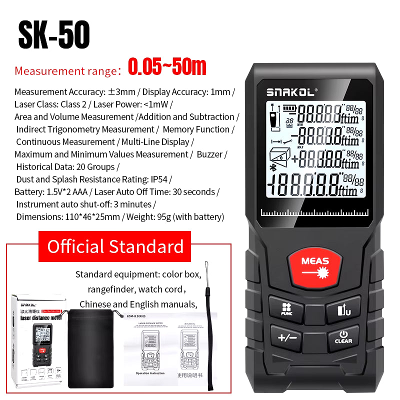 Snakol Laser Tape Measure 50M/70M/100M/120M Laser Distance Meter Rangefinder Profesional Digital Range Finder Ruler Test Tools