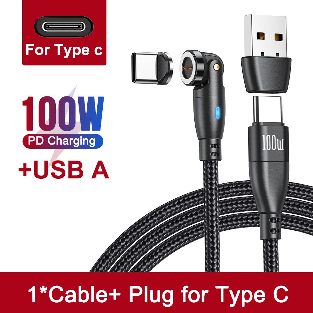 100W Magnetic USB Type C Cable 5A Fast Charging Micro Type C Cable for Macbook Samsung for Iphone Magnet Charger Wire Cord