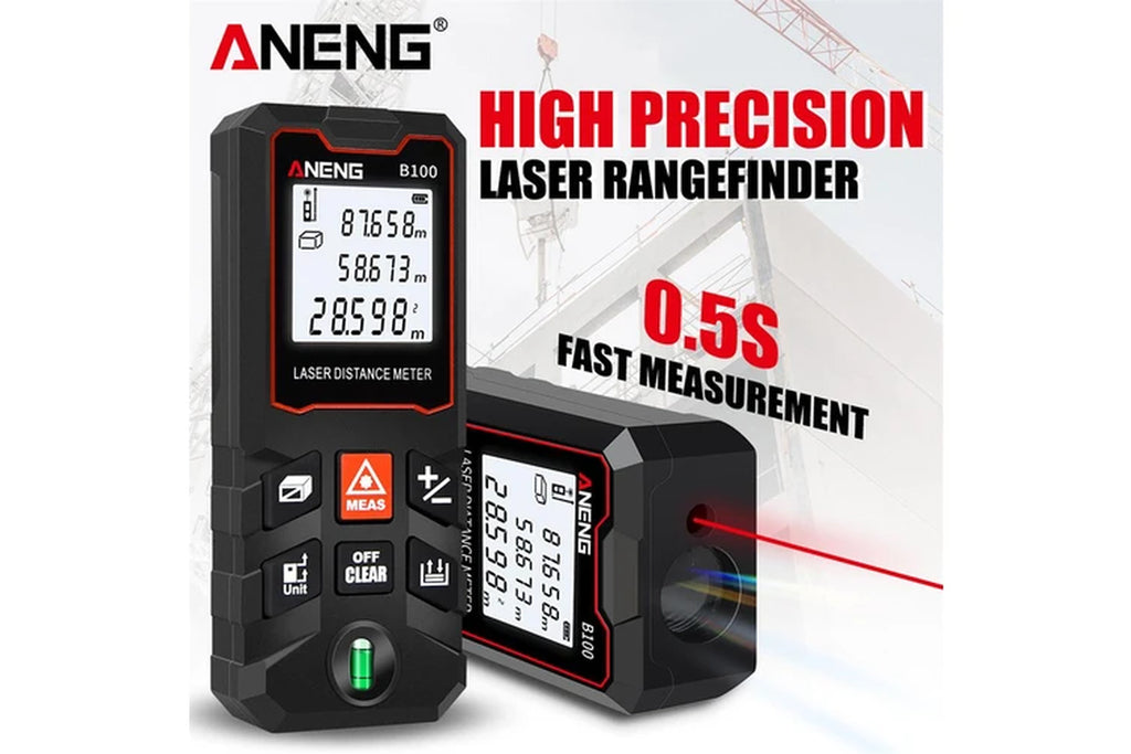 100M Laser Distance Meter | LCD Digital Laser Measure with Bubble Level