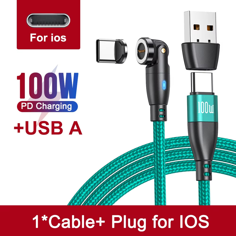 100W Magnetic USB Type C Cable 5A Fast Charging Micro Type C Cable for Macbook Samsung for Iphone Magnet Charger Wire Cord
