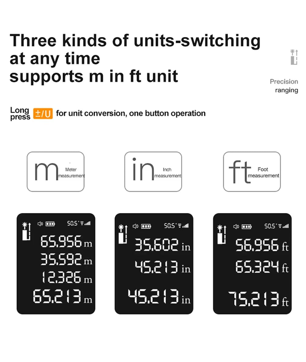 Mini Laser Rangefinder Laser Tape Measure Digital Laser Distance Meter Angle Measure Range Finder Portable Construction Tool