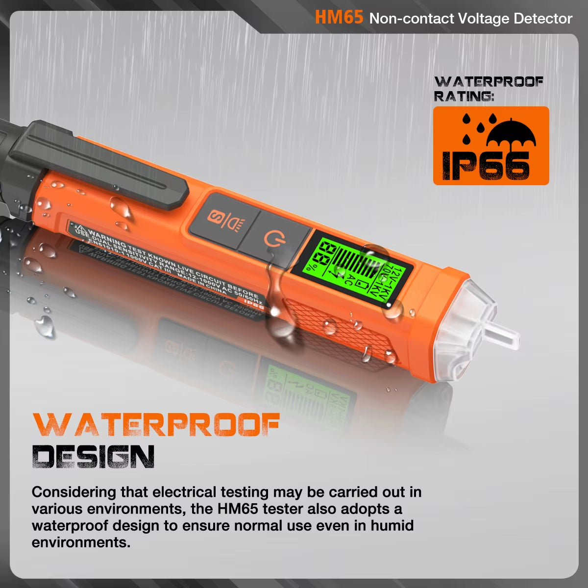 HOMTOOLS HM65 Non-Contact Voltage Detector Portable 50/60Hz Smart Electric Pen Tester NCV Sensor AC 12-1200V Electrical Tools