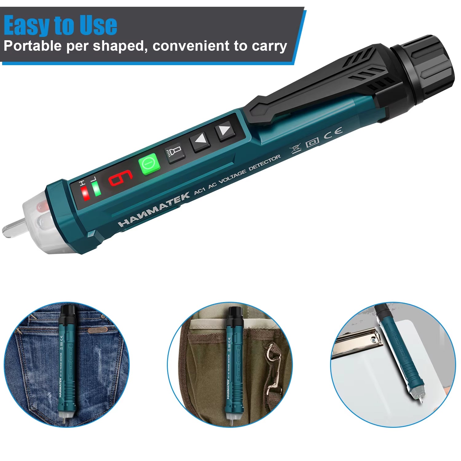Non-Contact Voltage Tester Adjustable Sensitivity Voltage Finder Detector Pen Alarm Range 12V-1000V and Live/Zero Line Judgment