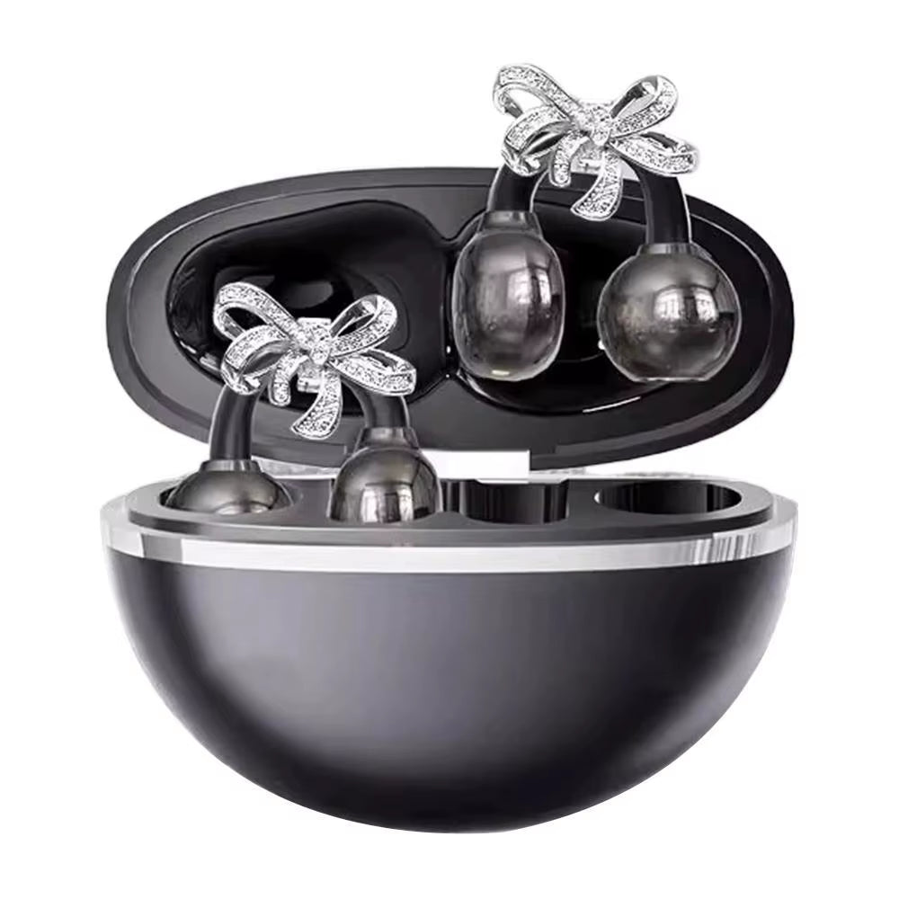 Clip-On Earbuds Wireless Bluetooth Open Ear Headphones with Detachable Crystal Bowknot Earrings, for Sports, Fitness & Workouts