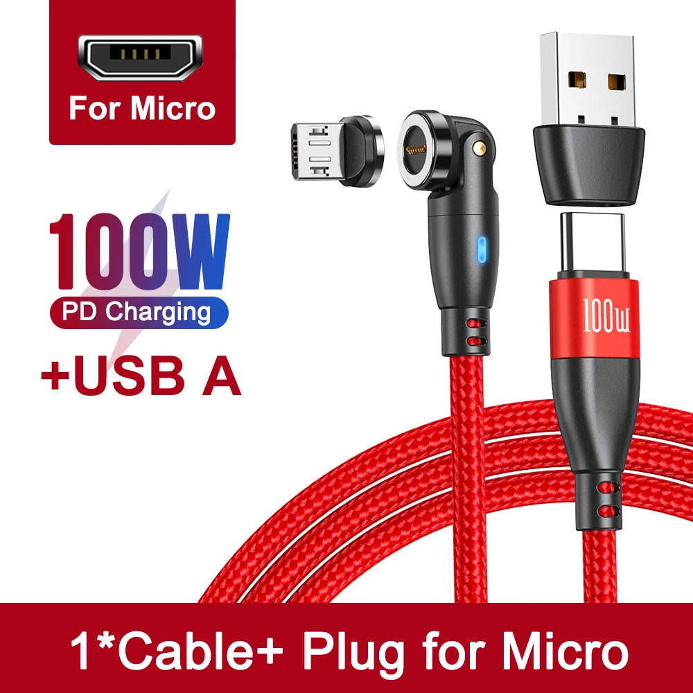 100W Magnetic USB Type C Cable 5A Fast Charging Micro Type C Cable for Macbook Samsung for Iphone Magnet Charger Wire Cord