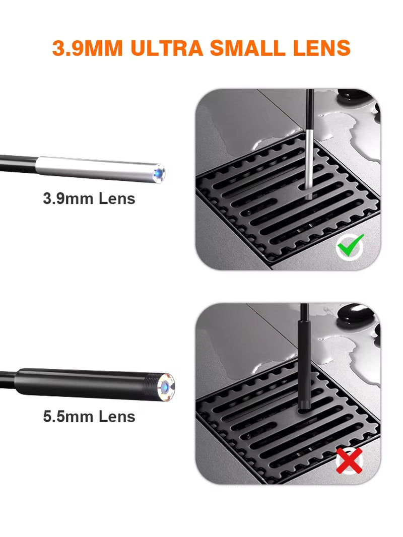 3.9Mm Inspection Camera 4.3Inch 1080P Endoscope Camera Snake Endoscopic Camera for Car Air Conditioner Engine Checking