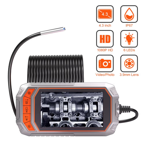 3.9Mm Inspection Camera 4.3Inch 1080P Endoscope Camera Snake Endoscopic Camera for Car Air Conditioner Engine Checking