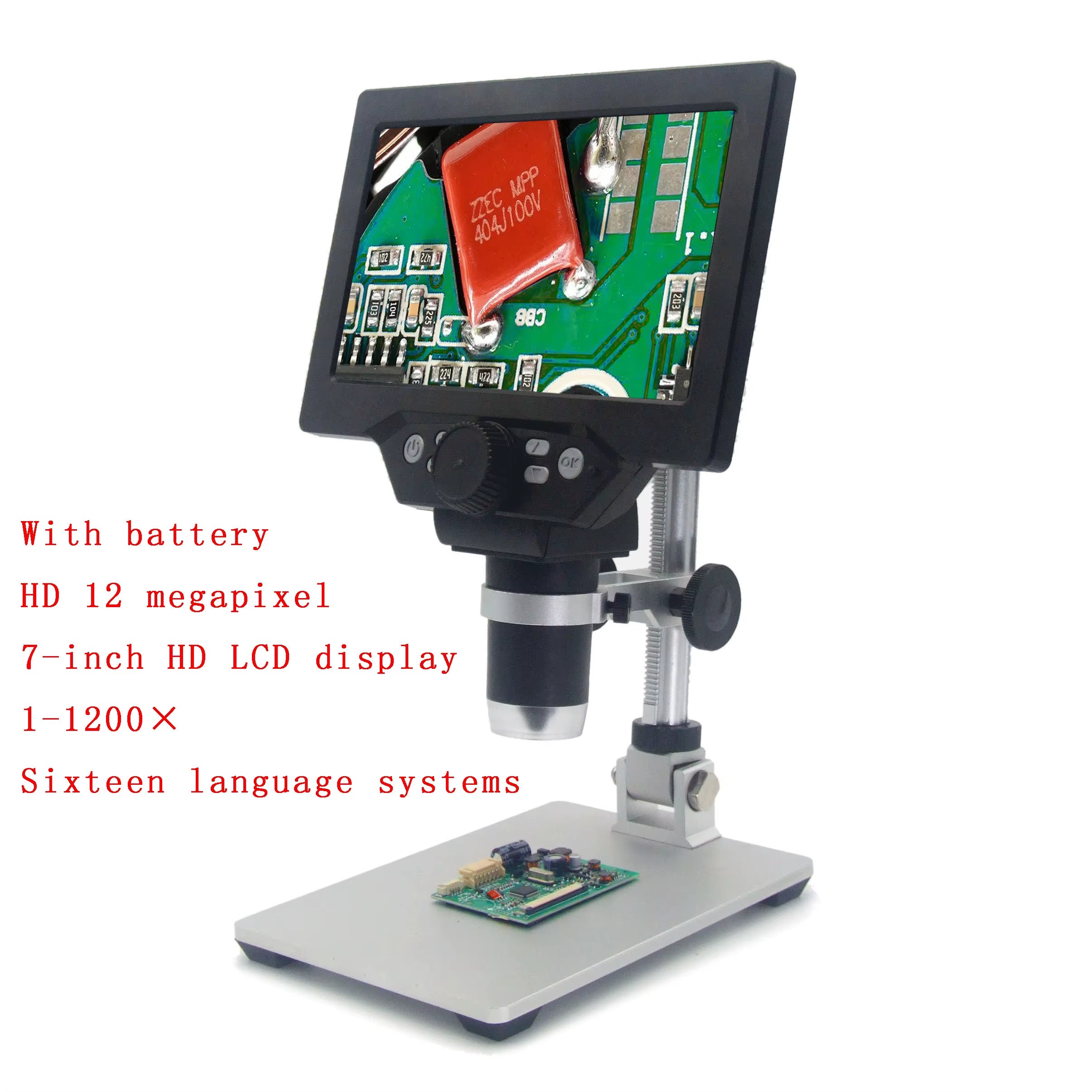 G1200 Digital Microscope 12MP 1-1200X Microscope Digital Electronic Microscopio for Soldering Continuous Amplification Magnifier