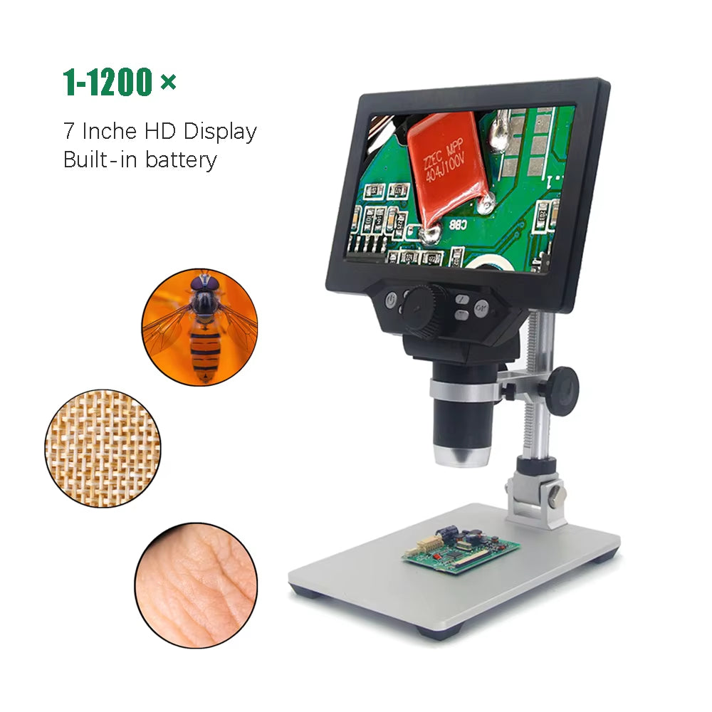 G1200 Digital Microscope 12MP 1-1200X Microscope Digital Electronic Microscopio for Soldering Continuous Amplification Magnifier