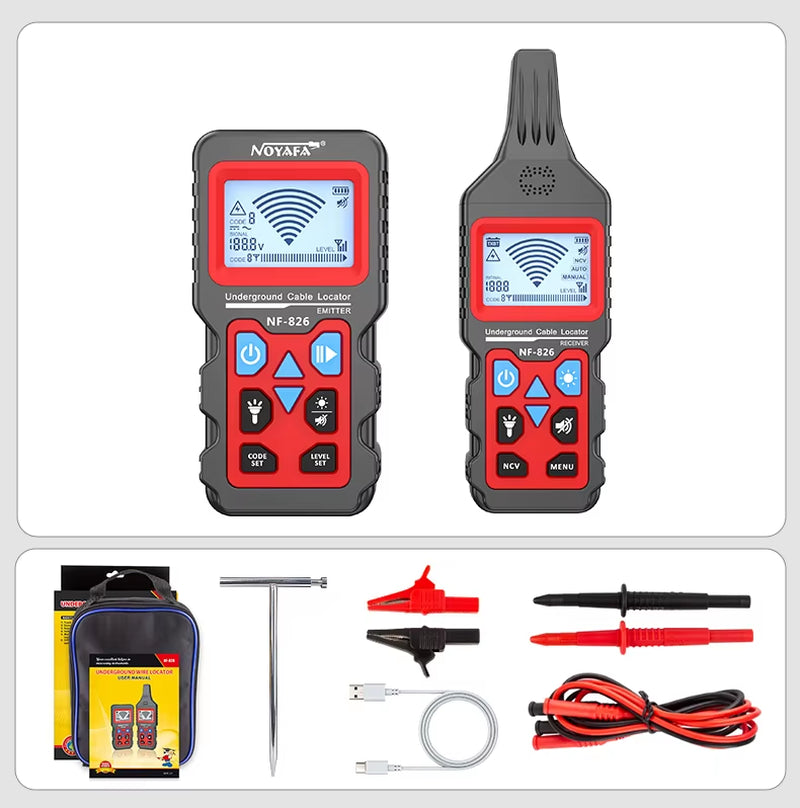 NF-826 Underground Cable Tester Locator Wire Tracker Detection Wall Electrical Lines Water and Gas Supply Pipeline Path