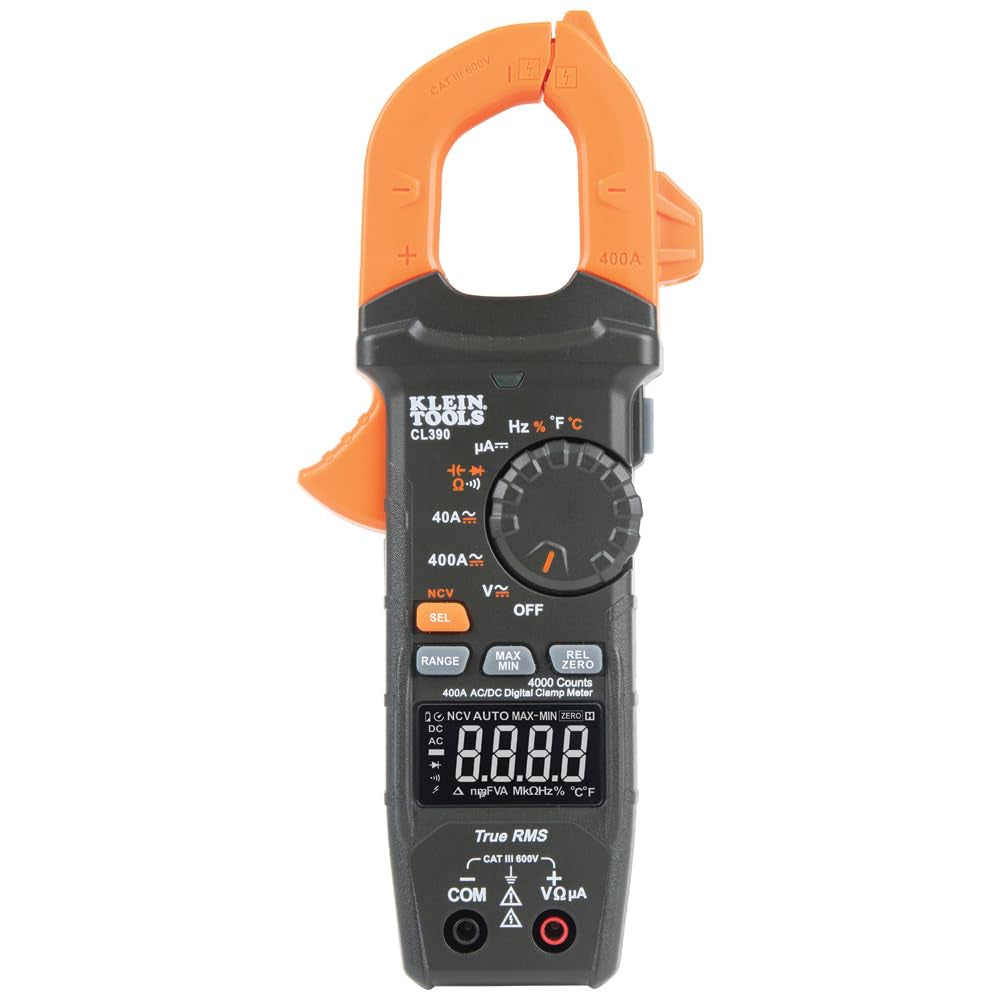 AC/DC Digital Clamp Meter, Auto-Ranging 400 Amp Current Clamp Meter