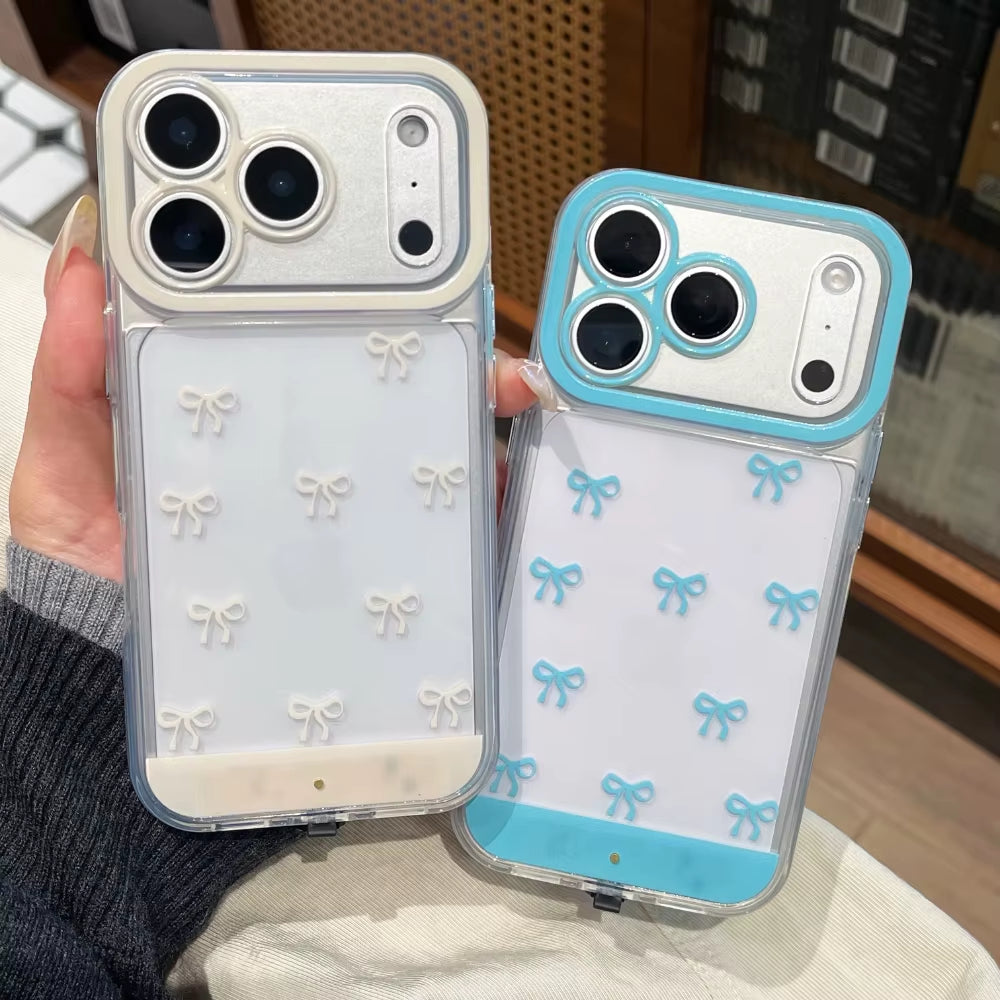 Change Color Luminous Call Light up Flash Bowknot Phone Case for Iphone 16 15 13 12 11 14 17 Pro Max plus Air Shockproof Cover