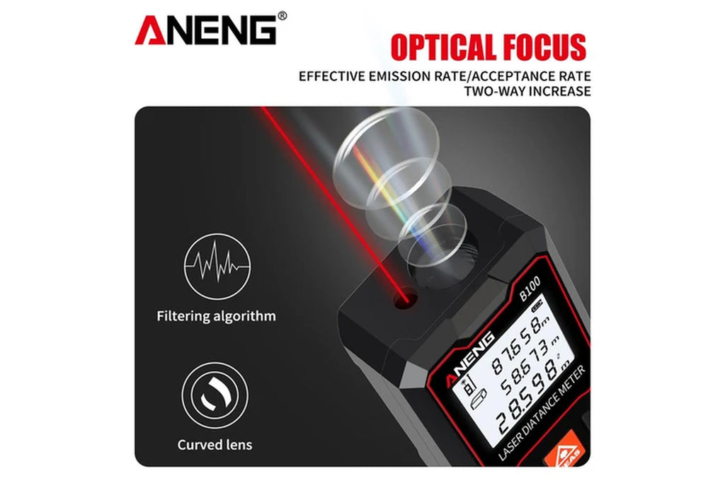 100M Laser Distance Meter | LCD Digital Laser Measure with Bubble Level