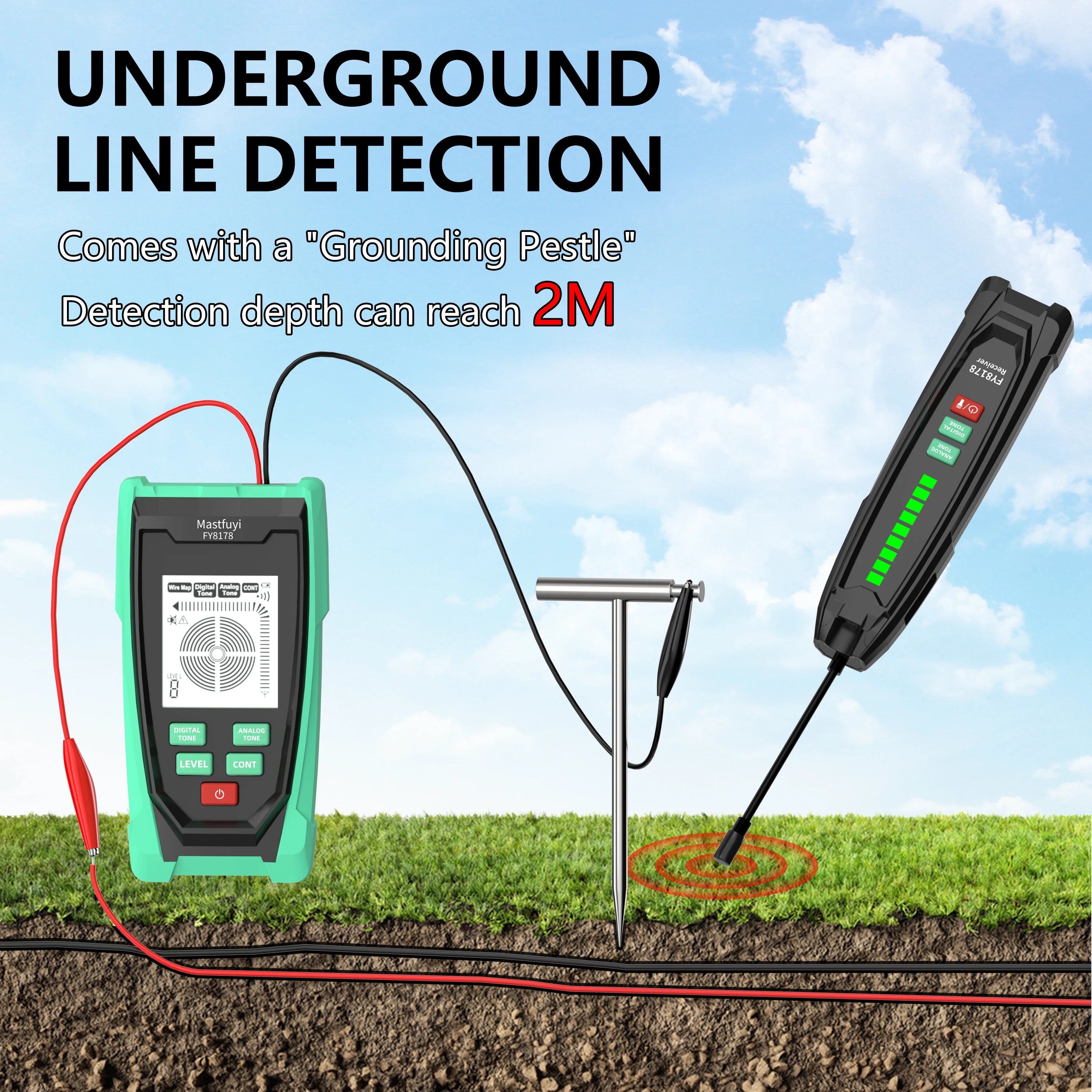 FY8178 Professional Underground Line Detector Wall Line Finder Wire Tracker Cable Finder Metal Line Locator Continuity
