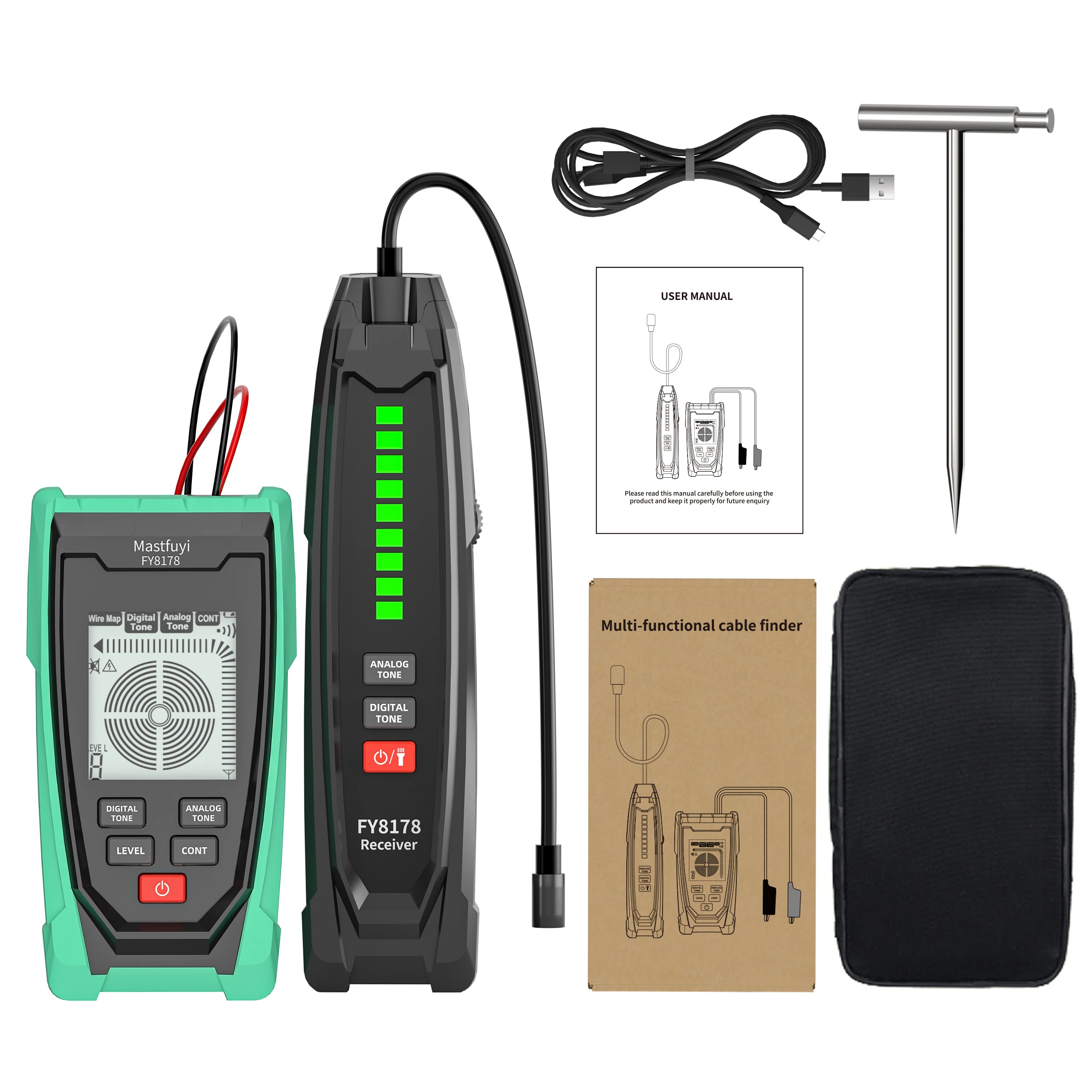 FY8178 Professional Underground Line Detector Wall Line Finder Wire Tracker Cable Finder Metal Line Locator Continuity