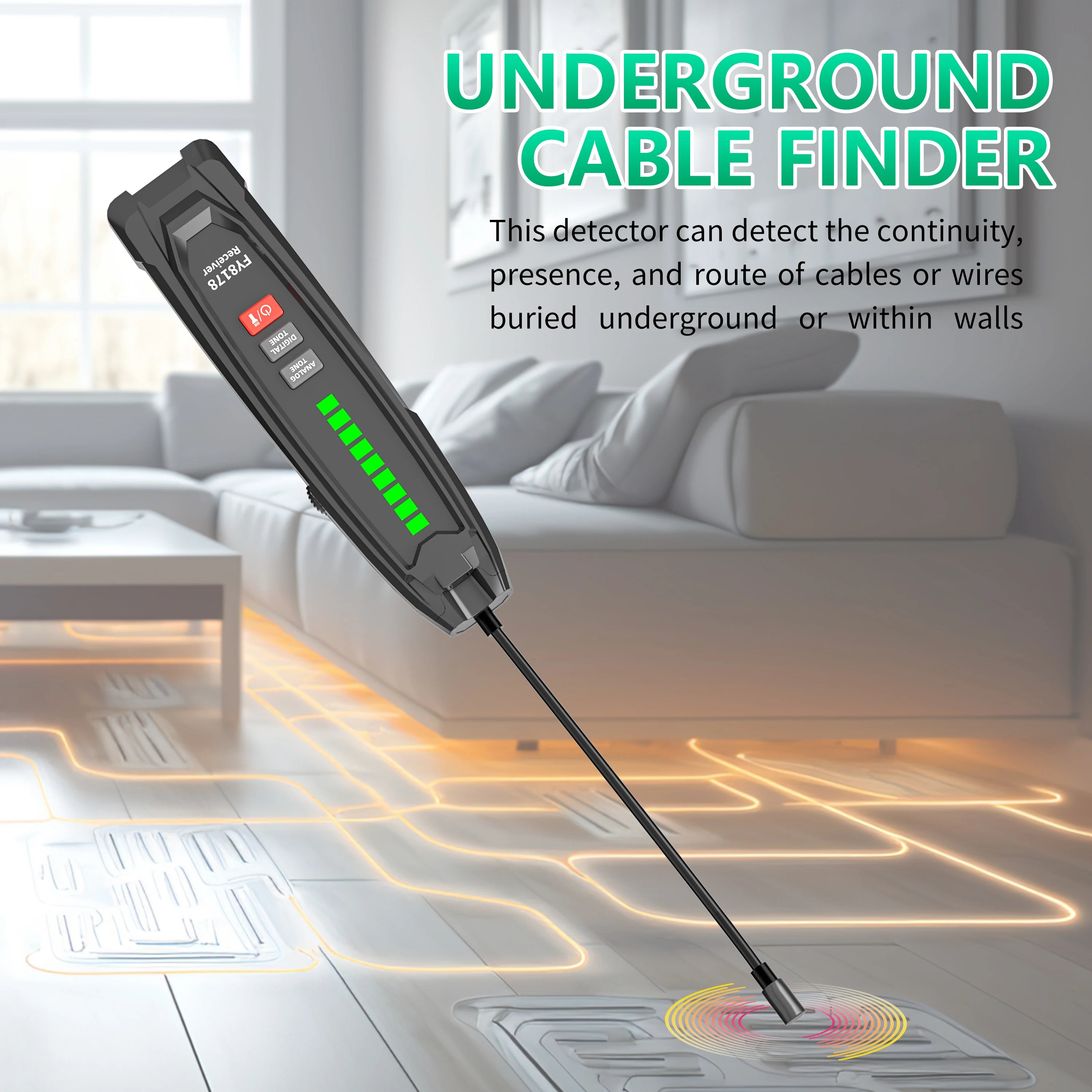 FY8178 Professional Underground Line Detector Wall Line Finder Wire Tracker Cable Finder Metal Line Locator Continuity