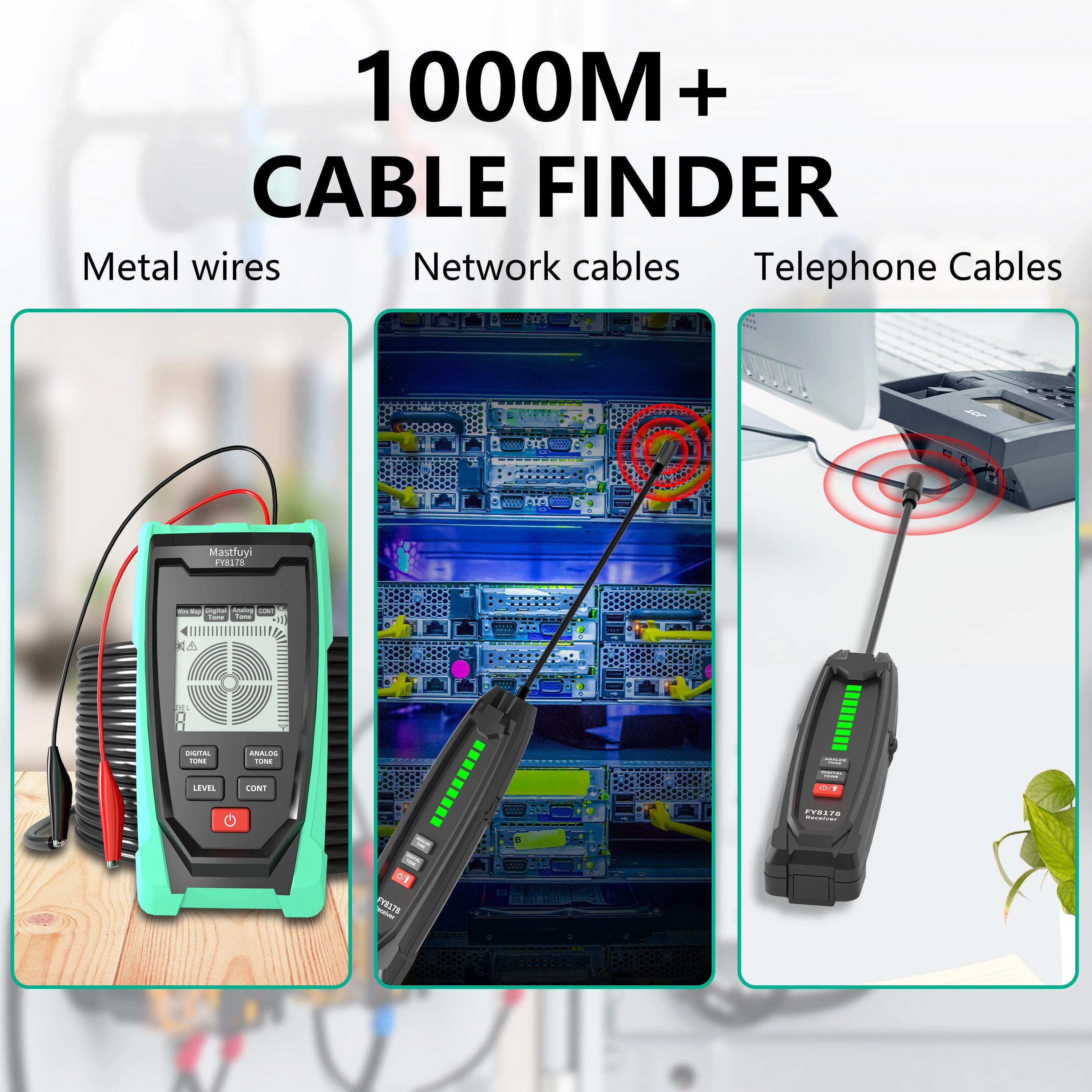 FY8178 Professional Underground Line Detector Wall Line Finder Wire Tracker Cable Finder Metal Line Locator Continuity