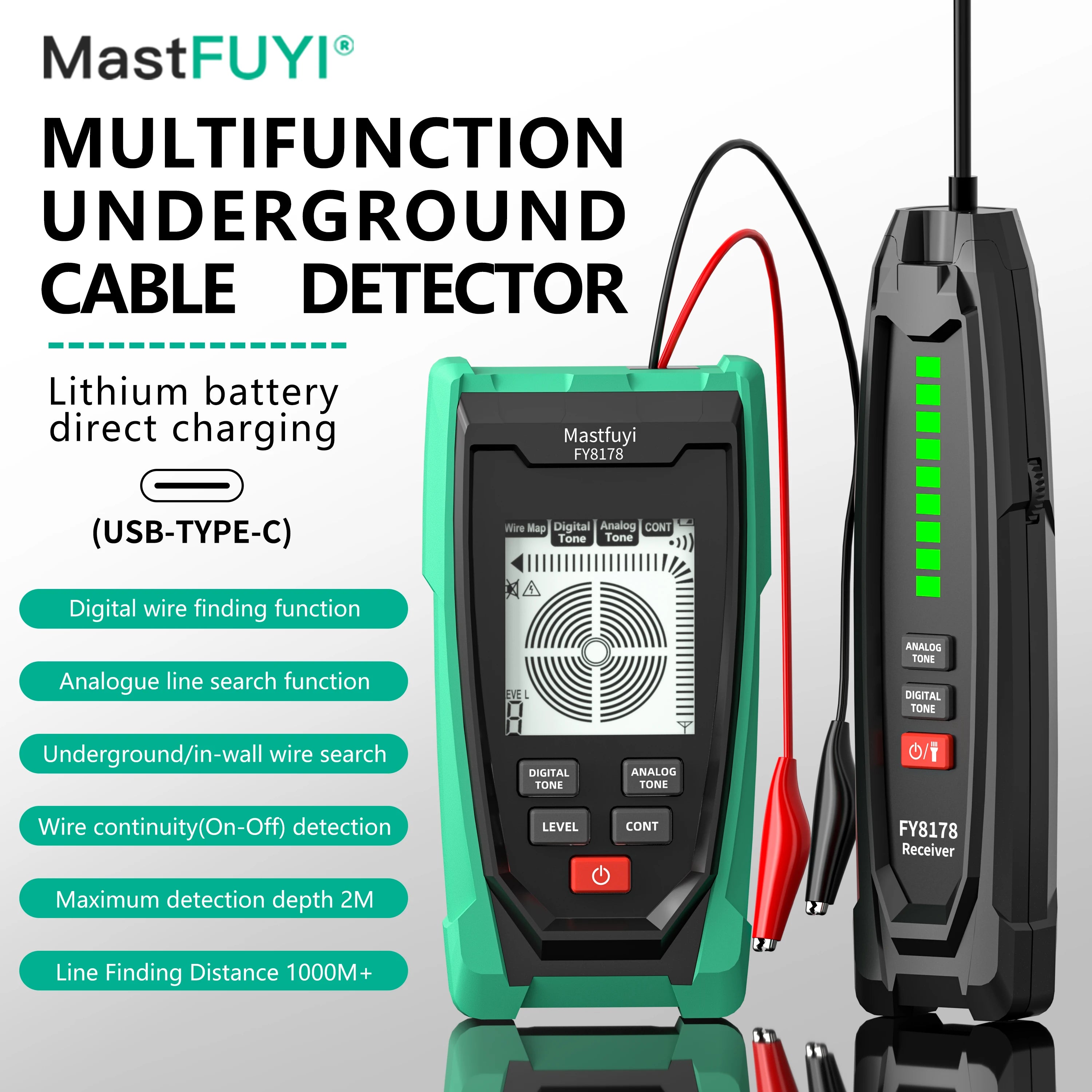 FY8178 Professional Underground Line Detector Wall Line Finder Wire Tracker Cable Finder Metal Line Locator Continuity