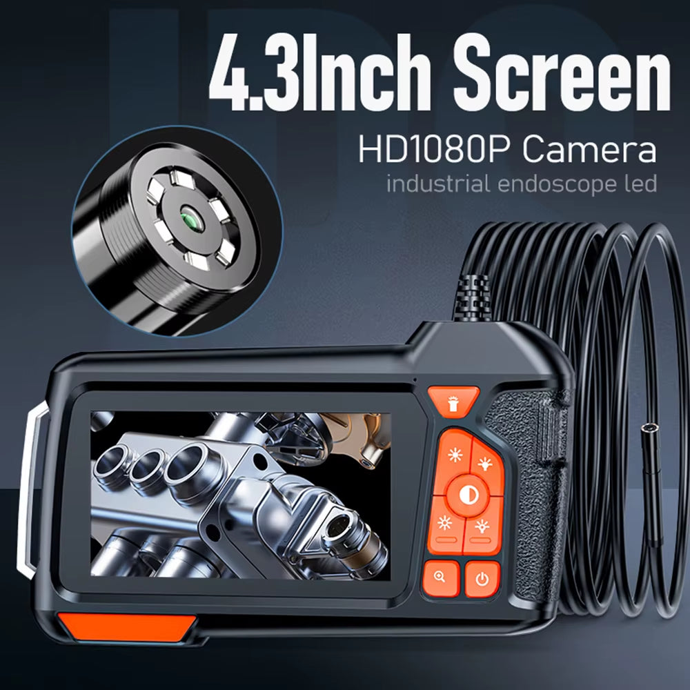 Endoscope Camera with Light P67 Waterproof HD Borescope 4.3 Inch LCD Inspection Camera 5.5Mm for Automotive HVAC Drain Wall