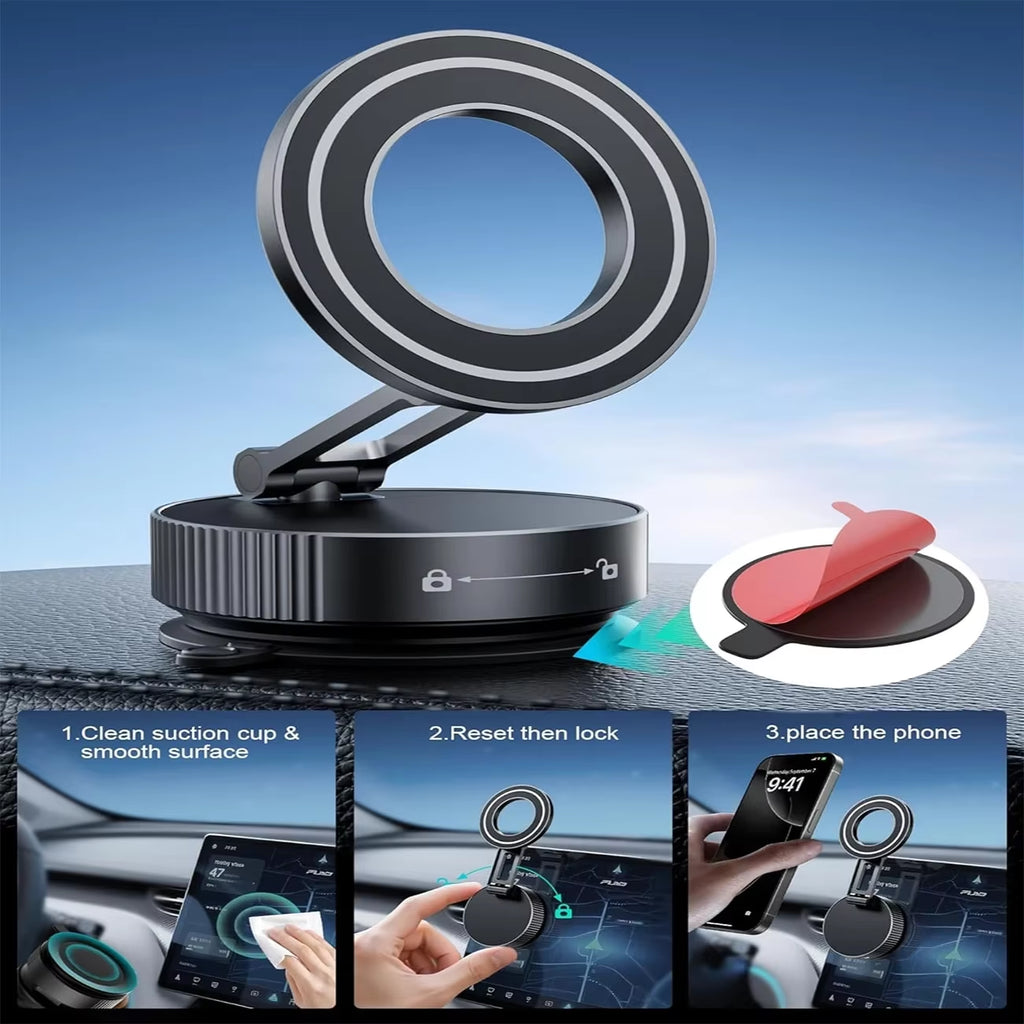 2026Upgraded Adjustable&Foldable Magnetic Car Mobile Phone Holder Hollow Out Design 360° Rotatable Zinc Alloy and ABS Material