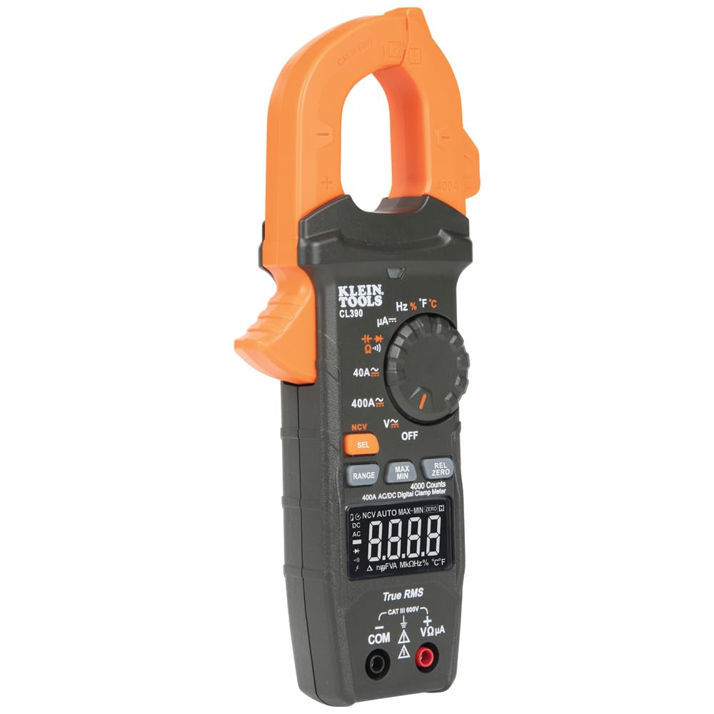 AC/DC Digital Clamp Meter, Auto-Ranging 400 Amp Current Clamp Meter