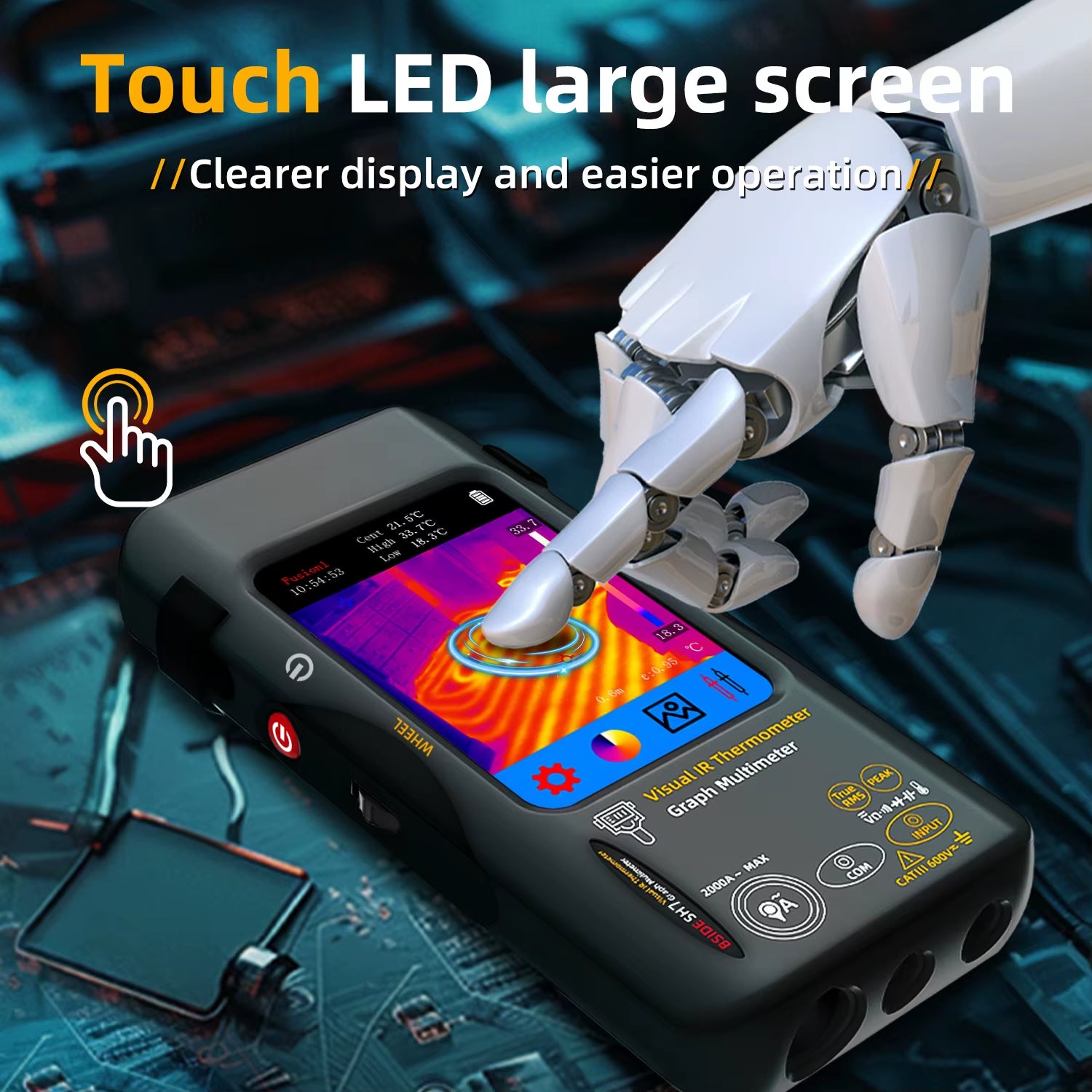 SH7 320*320 Industrial Thermal Camera 3.98Inch PCB Thermal Imager, 20000Counts Multimeter Circuit Board Electrical Inspect