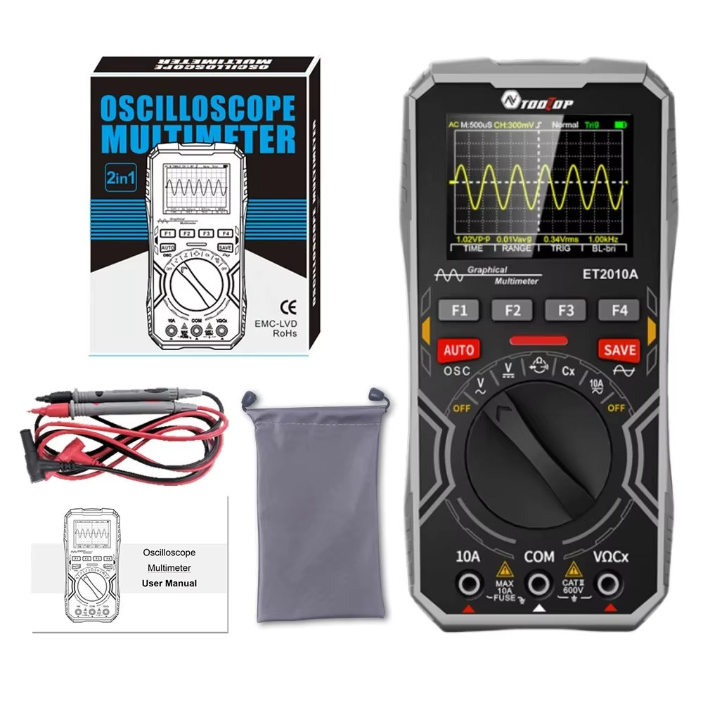 ET2010A 2 in 1 Digital Oscilloscope Multimeter 2.5Msps 1Mhz Portable Multimeter Multifunctional Electrical Test Tool