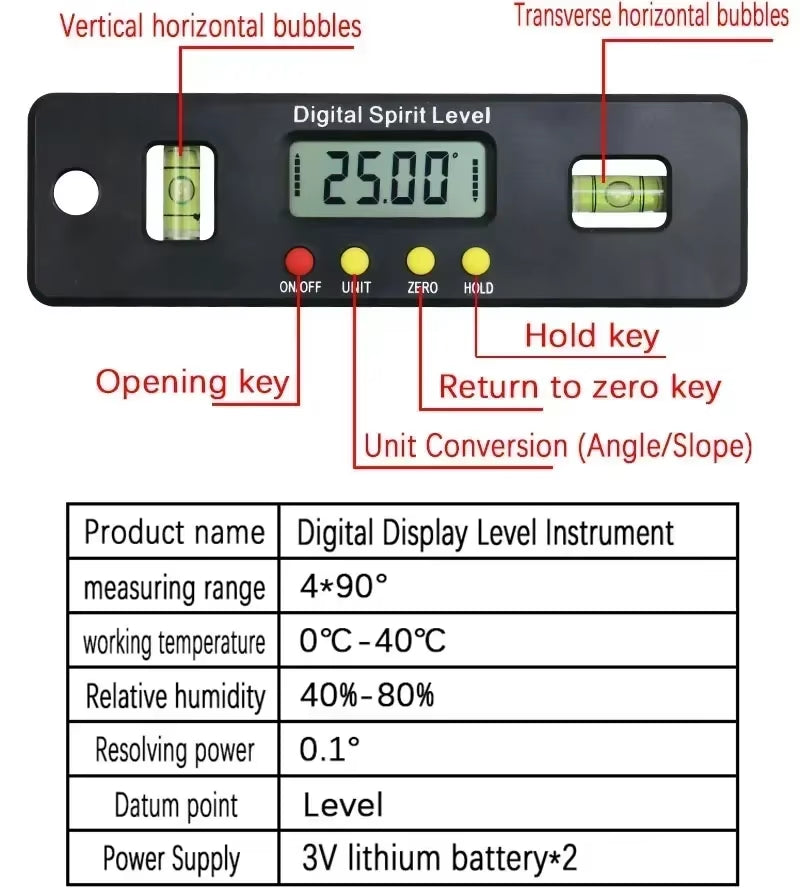 100/150/200Mm Digital Level Box Electronic Angle Gauge Protractor Angle Finder Bevel Gauge with Magnetic Base