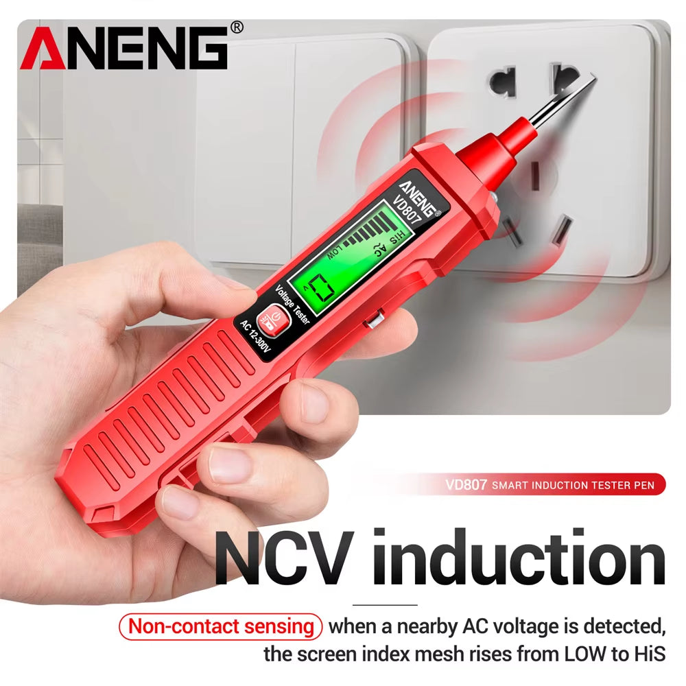 VD807 Smart Induction Tester Pen AC 12-300V Voltage Tester NCV Sensor Wire Detector 50/60Hz Professional Electrician Tool