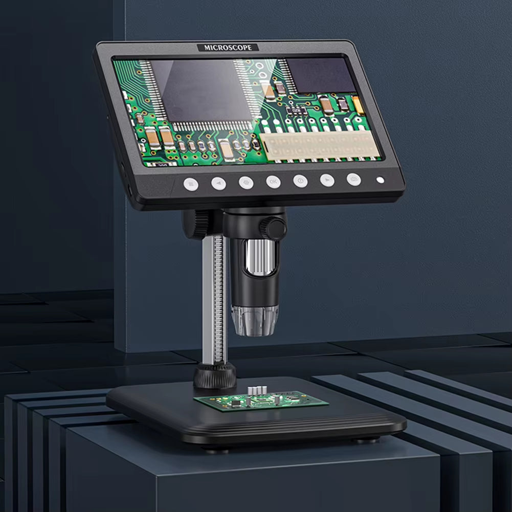 7 Inch IPS Digital Microscope 1200X Magnification Soldering Microscope 8LED Adjust Light Electronic HD Magnification Endoscope