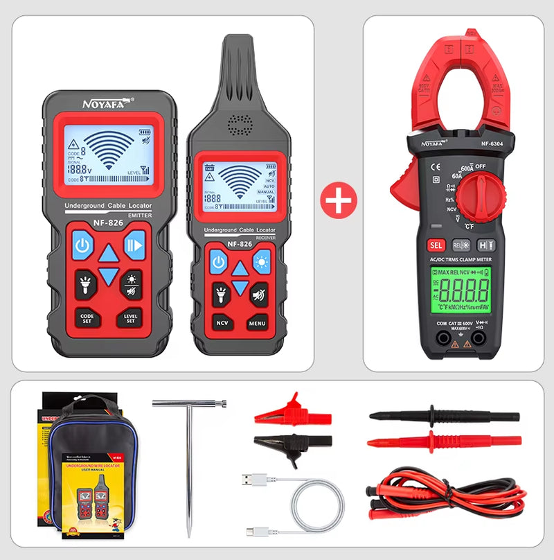 NF-826 Underground Cable Tester Locator Wire Tracker Detection Wall Electrical Lines Water and Gas Supply Pipeline Path