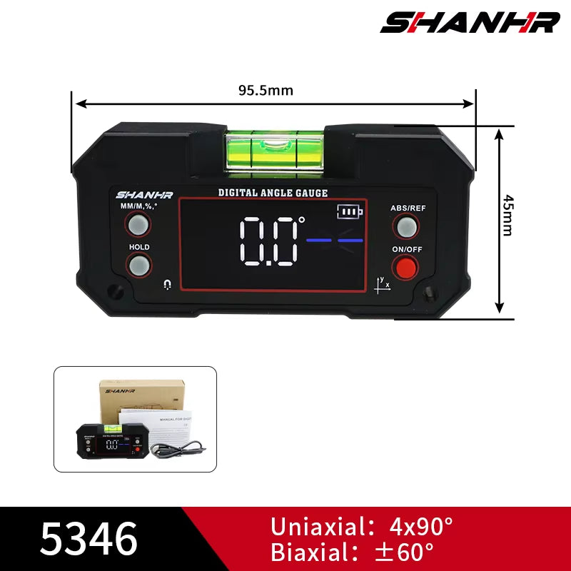 Digital Angle Finder with Level Bubble Dual Axis Rechargable Digital Angle Gauge Magnetic Digital Level Box Protractor