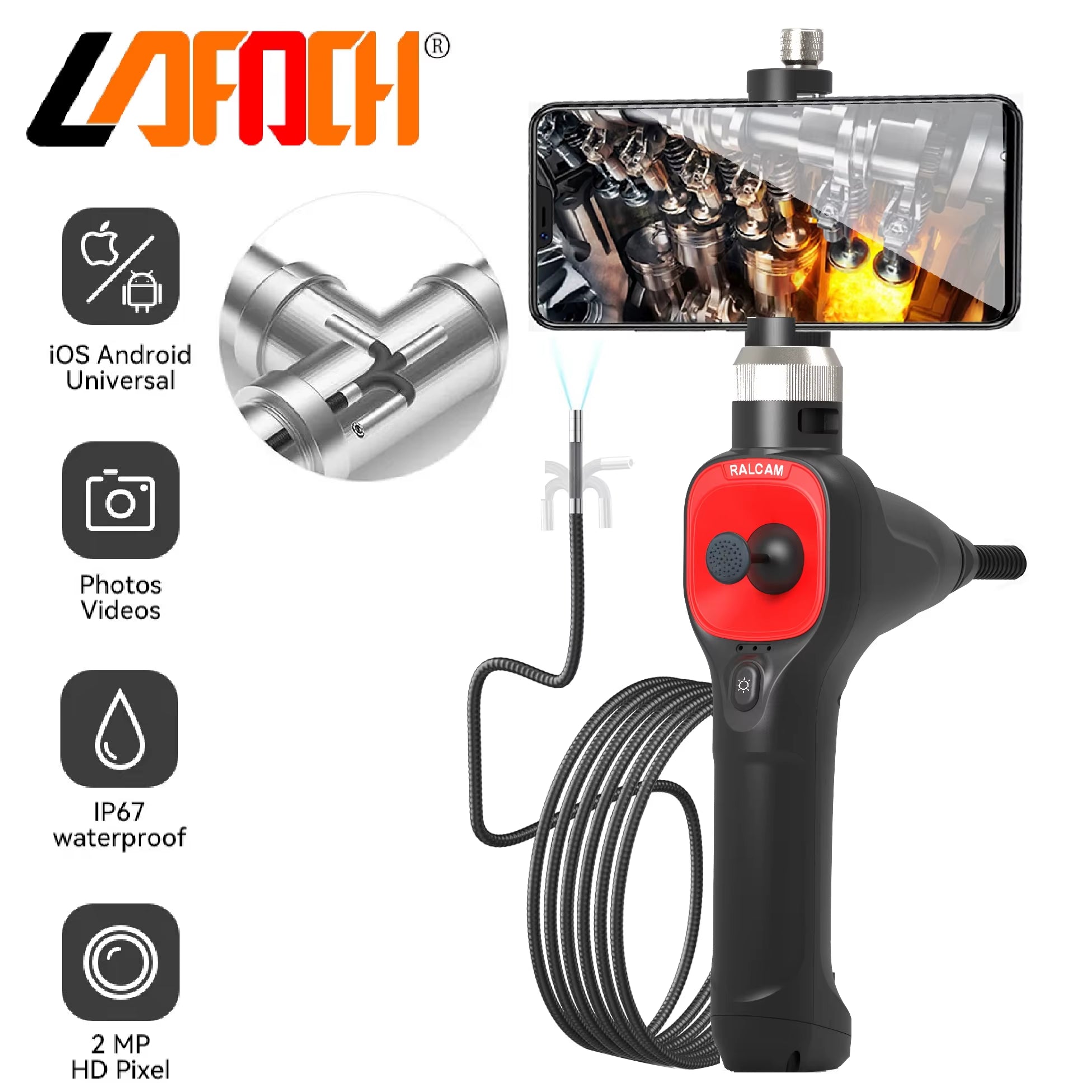 720 Degree Rotating Camera Industrial Inspection Endoscope 6.2Mm 1080P High-Definition Endoscope Camera