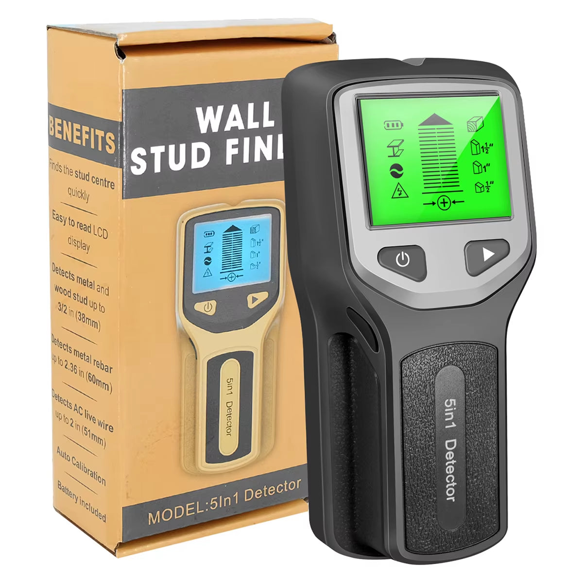 Stud Finder Sensor 5In1 Wall Scanner Electronic Stud Sensor Locator Wood Beam Joist Finders Portable Wall Detector LCD Display