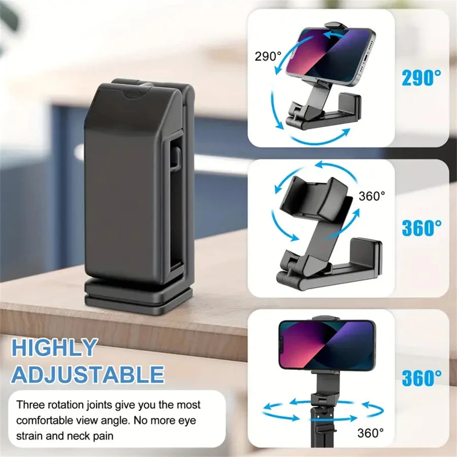 Foldable Adjustable Airplane Phone Holder Stand Portable Travel Desk for Flight Train and Car Seats Rotatable Selfie Capable