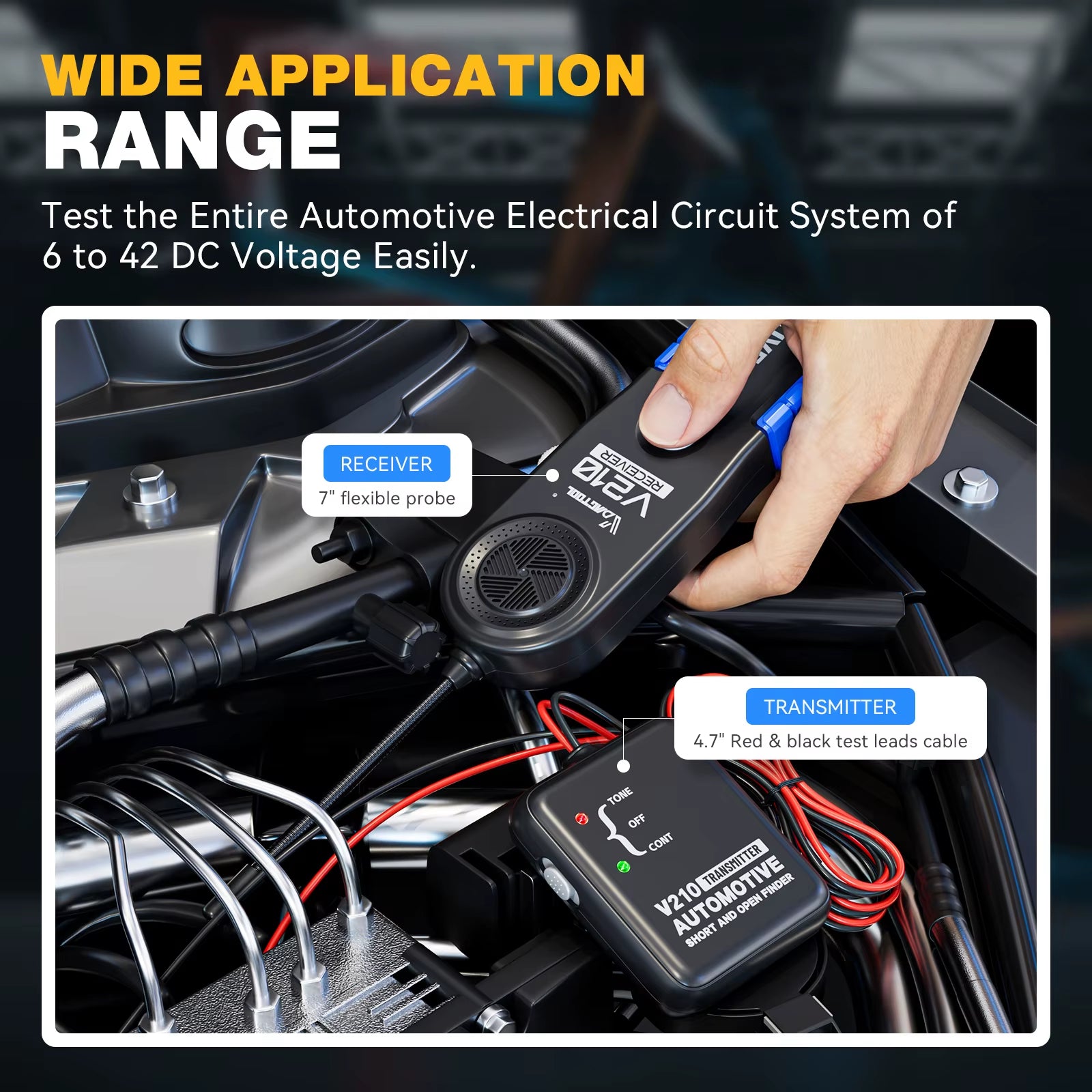 V210 Automotive Circuit Tester 6-42V Short Open Finder Checker Car Repair Cable Circuit Wire Tracker Tracers Analyzer