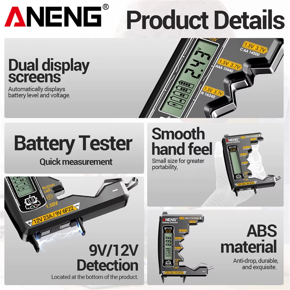 SZ305 Digital Multimeter NCV Voltage Induction Detector +BT173 Digital Display Battery Tester Professional Electrician Too